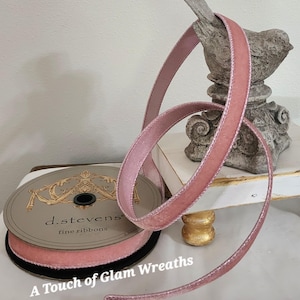 d Stevens 25 cm rosa Samt Wired Ribbon Designer Band