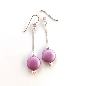 Pale Amethyst Sterling Silver Coin drop Earrings