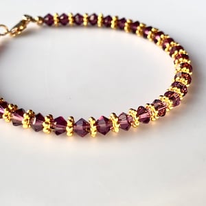 Gold and Amethyst Crystal Tennis Bracelet