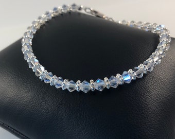 Sterling Silver and Moonlight Clear Crystal Tennis Bracelet