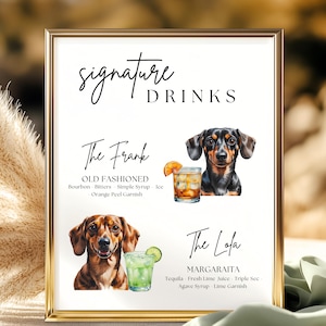 His and Hers Drink Sign, Dog Signature Drink Sign, Signature Drink Menu with Dog, Dog Signature Cocktail Sign, Minimalist Wedding Bar Sign