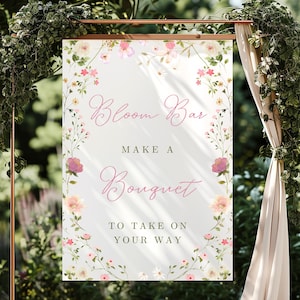 Floral Bloom Bar Sign, Bridal Shower Decor, Baby Shower Decor, Bloom Bar Sign Printable, Editable Canva Template, Digital Download