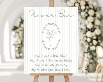 Flower Bar Sign, Wildflower Bouquet Bar Print Template, Floral Bridal Shower Sign, Flower Bar Cart Poster, Floral Bloom Bar Sign