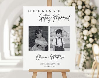 Letrero de cena de ensayo, plantilla de letrero de cena de ensayo, cena de ensayo, letrero de bienvenida la noche anterior, estos niños se casan