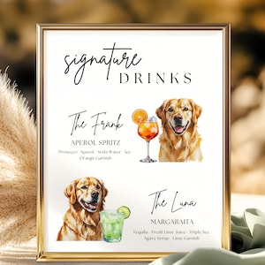 His and Hers Drink Sign, Dog Signature Drink Sign, Signature Drink Menu with Dog, Dog Signature Cocktail Sign, Minimalist Wedding Bar Sign