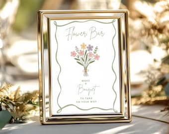 Flower Bar Sign, Wildflower Bouquet Bar Print Template, Floral Bridal Shower Sign, Flower Bar Cart Poster, Floral Bloom Bar Sign