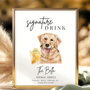 His and Hers Drink Sign, Dog Signature Drink Sign, Signature Drink Menu with Dog, Dog Signature Cocktail Sign, Minimalist Wedding Bar Sign