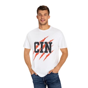 Cincinnati Football Shirt, CIN Claw Mark Tee, Vintage Bengals Fan Shirt, Cincy Game Day T-Shirt, Comfort Colors Football Tee