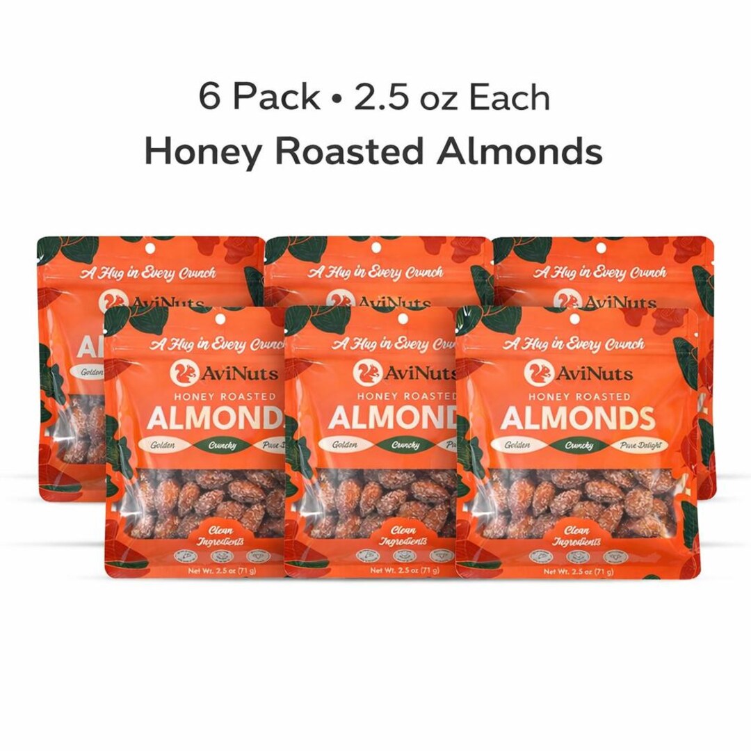 Honey Roasted Almonds Snack Pack, 6 Count (2.5 Oz Each) - Etsy