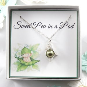 Pea Pod Necklace,One Pea In A Pod Necklace,Sterling Silver Necklace. New baby, Friendship Necklace, Sisters, Shower Gift Choose Your Colors image 1