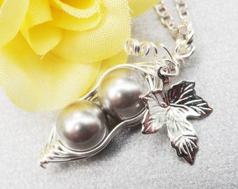 Two Peas in a Pod Necklace, 2 Peas in a Pod Fitted Necklace, Sisters Pea Pod, Friendship Pea Pod