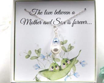 Two Peas in a Pod Mother and Son Necklace,Mothers Necklace,New Mom Jewelry Gift,Baby Shower Gift,Mother and Son two peas in a Pod Necklace