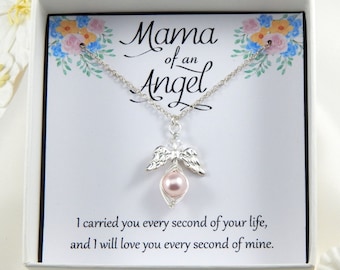 Mama Of An Angel Necklace,Miscarriage Keepsake,Angel Baby,Pregnancy Loss Necklace,Bereavement Gift, Stillborn Gift