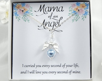 Mama Of An Angel Necklace,Miscarriage Gift Necklace,Angel Baby,Pregnancy Loss Keepsake,Bereavement Gift, Stillborn Baby Boy Gift
