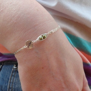 Peas in a pod Bracelet,Two Peas In A Pod Sterling Silver Bracelet,Hand Stamped Bracelet,Layering Bracelet,friendship bracelet,sister gift image 2