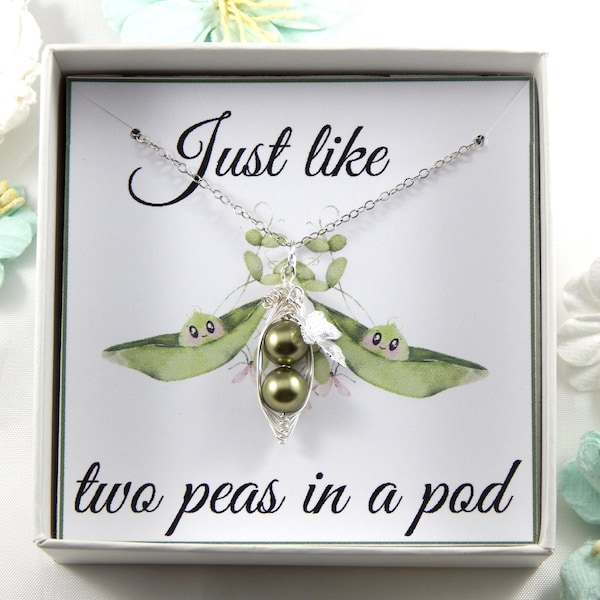 Two Peas in a Pod Best Friends Necklace,Sisters Pea Pod Necklace,Twins Pea Pod Necklace,Best Friends Gift,2 Peas in a Pod Best Friends Gift