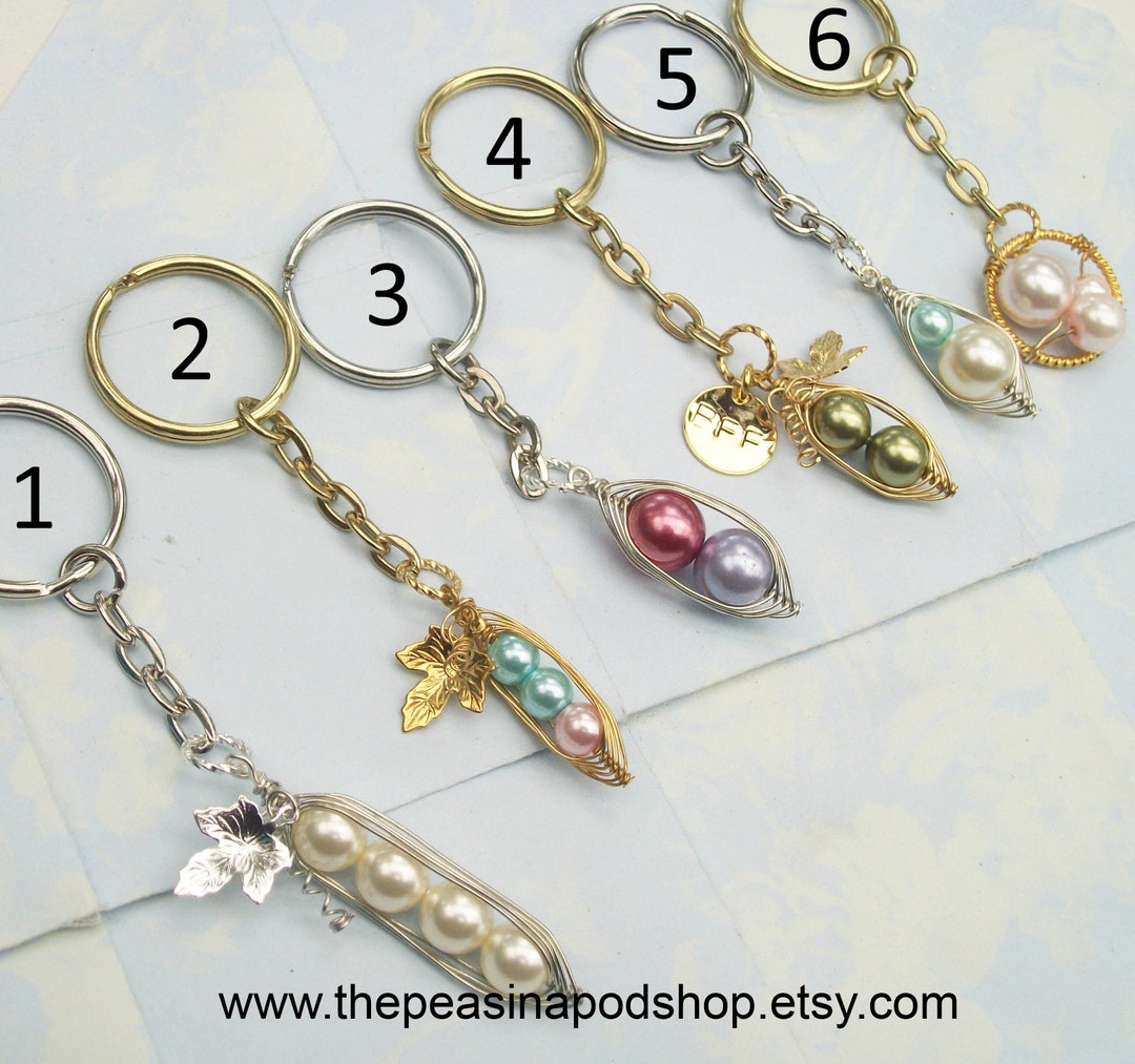 Bb Pod Keychain Peas in a Pod Keychain Choose Your Style, Choose Your Pearl Colour and ...