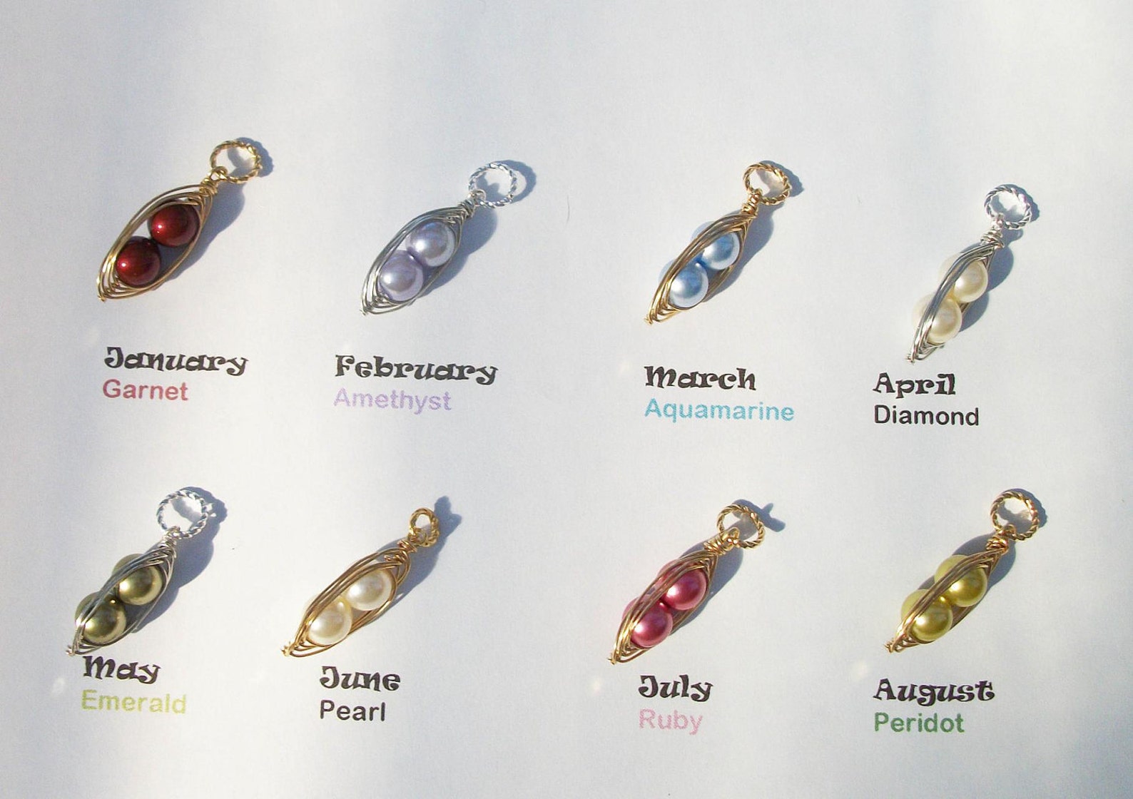 Custom Design Birthstone Peas in A Pod Pendant You Choose Etsy
