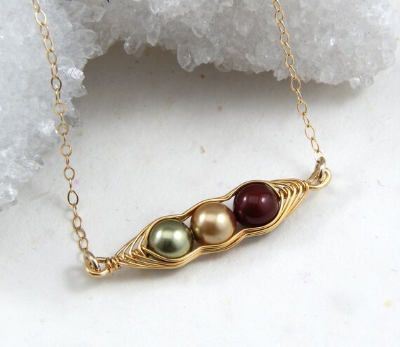 Peapod Necklacethree Peas in A Pod 