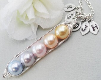 Peas In A Pod Necklace, 5 peas in a pod Personalized Necklace, Colors Of  Tenderness  - Pick And Mix Your Colors