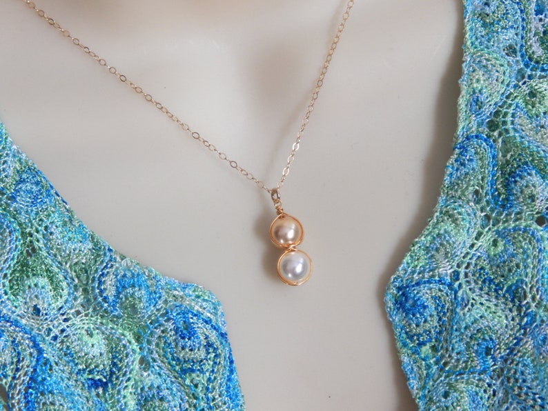 Peas In A Pod Necklace,Pea Pod Necklace,Two Peas In A Pod,Choose Your Color Pearls image 3