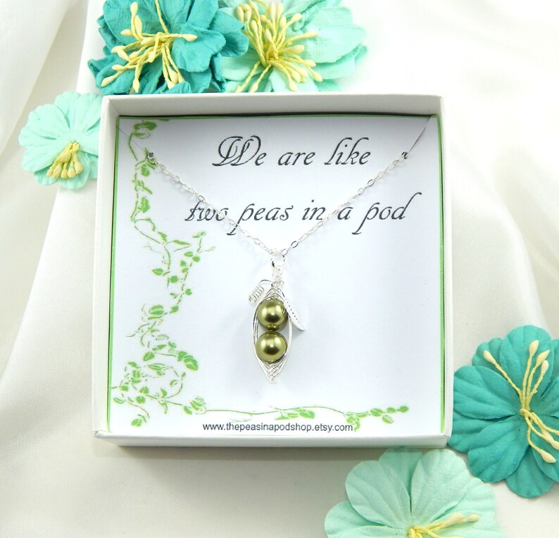 Peas in a Podtwo Green Peas in A Pod Silver Necklace Gift Etsy