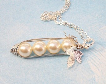 Four Peas in a Pod Necklace,Pea Pod Jewellery