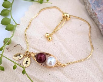 Personalized Peas in a Pod Bracelet,Two Peas In A Pod Gold Slider Bracelet,Personalized Friendship Bracelet,Adjustable Bracelet