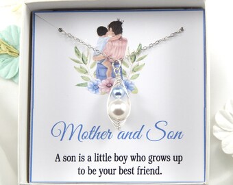 Mother and Son Pea Pod Necklace,Pea Pod Necklace Gift from Son to Mother,Two Peas in a Pod Mother and Son,New Baby Boy Gift,Baby Shower Gift