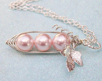 Three Peas in a Pod Necklace, 3 Peas in a Pod Necklace, Pea Pod Jewellery,Friendship Jewellery, Sisters Jewellery