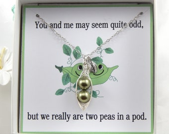 Two Peas in a Pod Personalized Necklace,Best Friends Peas in a Pod Necklace,Sisters Pea Pod Necklace