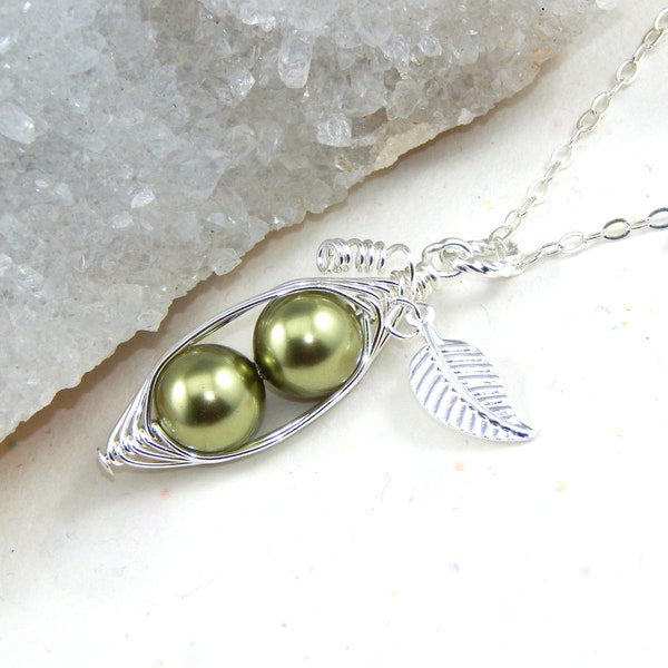 Two Peas In A Pod Necklace,Two Peas In A Pod,Green Peas In A Pod Necklace,Pea Pod Jewelry,Best Friend Necklace,Sisters Necklace