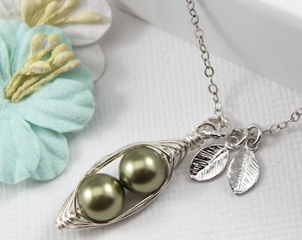 Personalized Two Peas in a Pod Necklace,2 Peas in a Pod,Pea Pod Jewellery