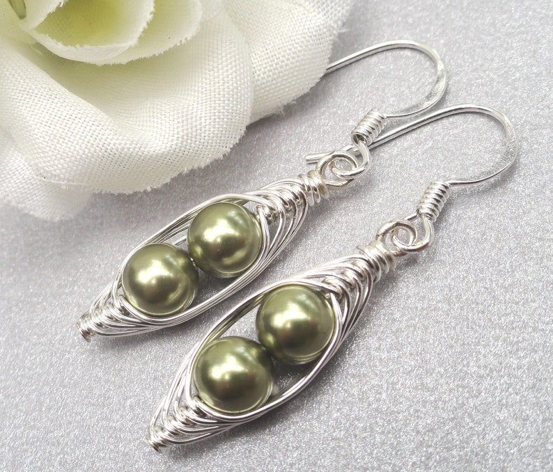 Two Peas in A Pod Silver Earrings You Choose the Color. Etsy