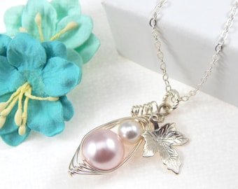 Mother And Daughter Necklace, Personalized Silver Necklace, Choose the color pearl.