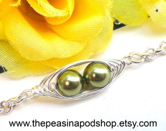 2.3.or 4 Peas In A Pod Petite Silver Bracelet - Mother gift, Grandma gift, sister gift, best friend gift, BFF, bridesmaid gift