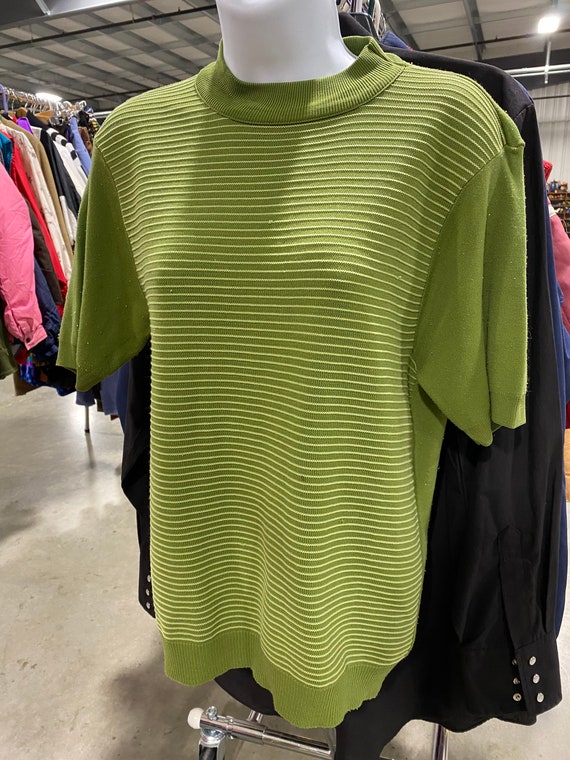 Vintage striped green pullover - image 3