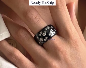 Stainless Steel CZ Diamond Dome Ring, Wide Band For Men & Women