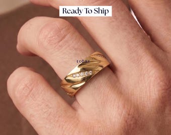 Brilliant Round Cut Diamond Wedding Band, Titanium CZ Diamond Men's Eternity Band, Ready To Ship For Him