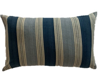 50cm x 30cm blue striped cushion cover