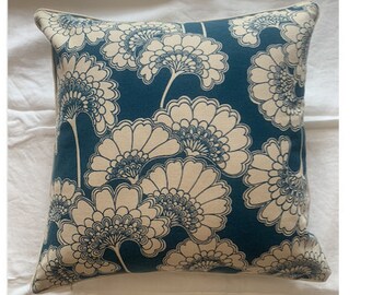 50cm x 50cm blue floral outdoor cushion cover