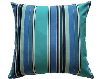 Sunbrella Blue and white striped outdoor cushion cover collection