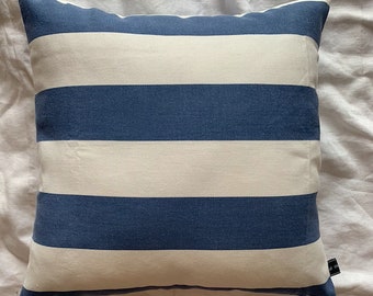 45cm x 45cm blue and white stripe cushion cover