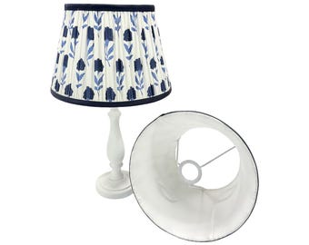 Gathered printed fabric table lampshade -  Lampshade only, base not included