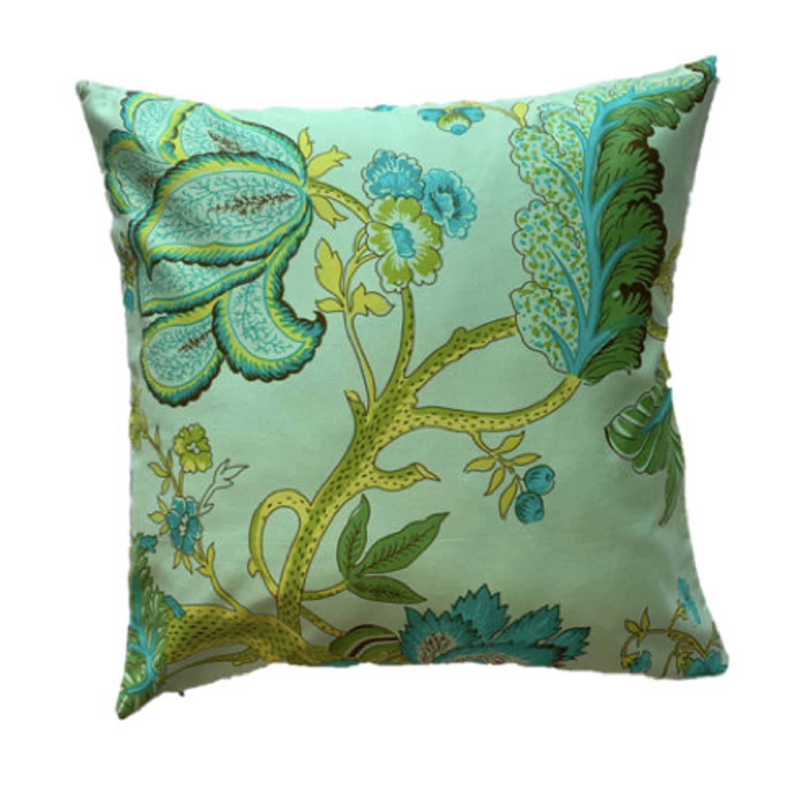 50cm X 50cm Blue and Green Floral Cushion Cover Etsy