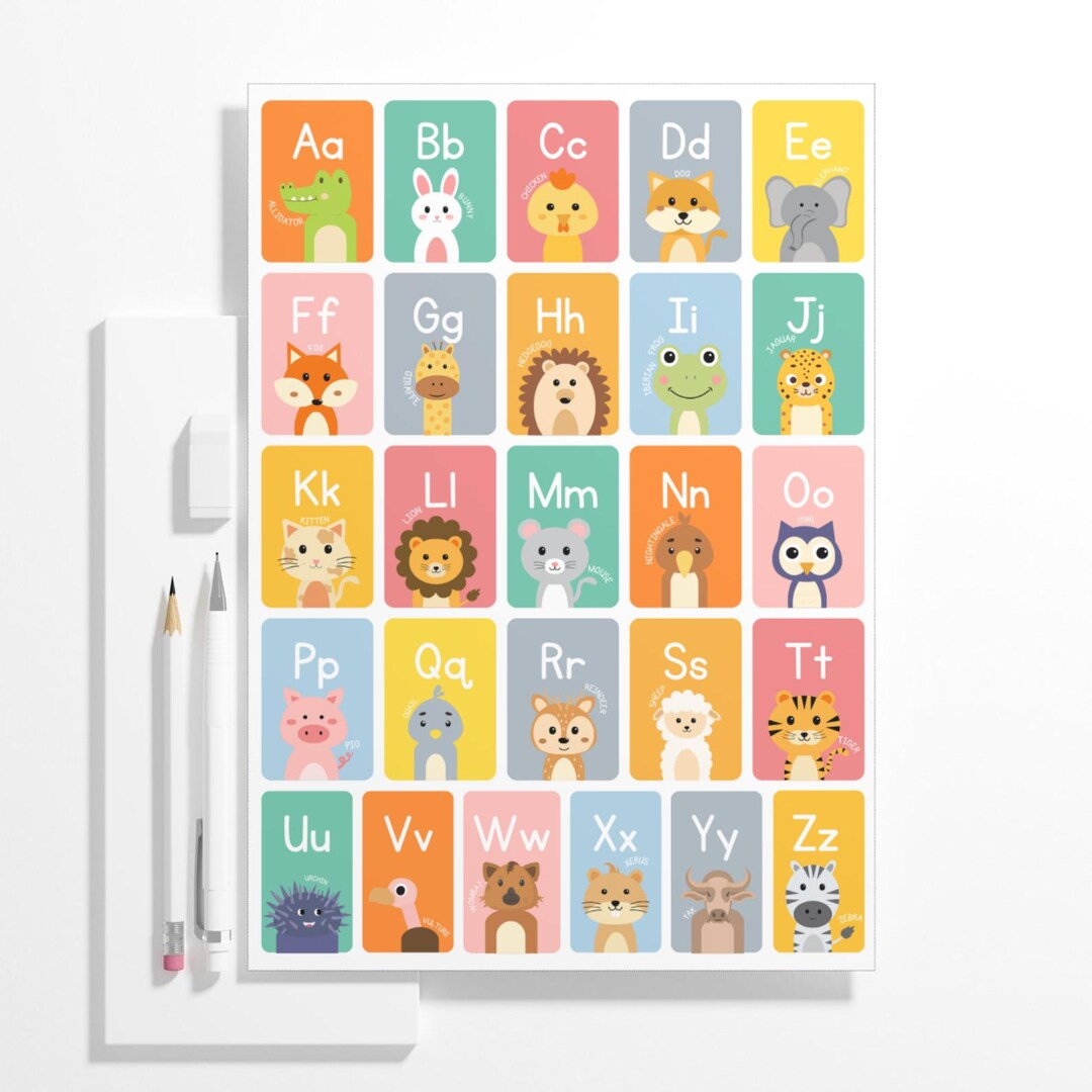 Printable Animal Alphabet Poster – ABC Wall Art for Kids – English ...