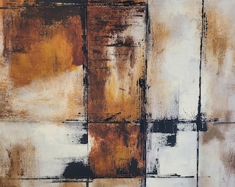 Original Textured Abstract Painting: Earth Tones Acrylic on Canvas (18x24)