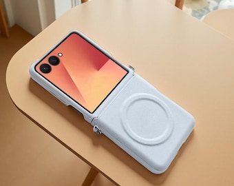 Funda magnética de lujo de piel sintética para Samsung Galaxy Z Flip 7, 6 y 5 (carga inalámbrica)