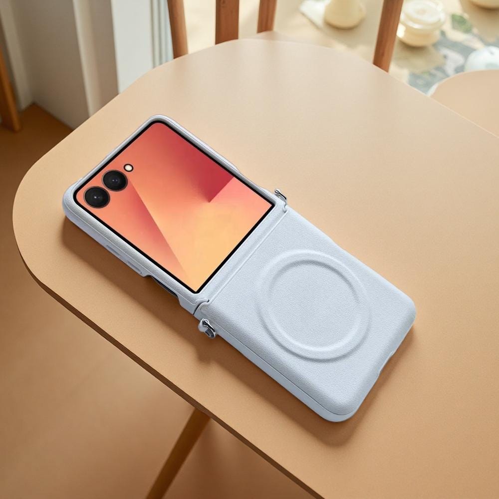 Luxury PU Leather Magnetic Case for Samsung Galaxy Z Flip 7 6 5 - Wireless Charging Back Cover