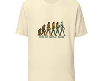 Evolution to Robot T-Shirt – Turn On Tune In Retro Science Tech Tee